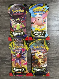 Pokemon TCG - Perfect Order (ME03) 8x Packs Checklane & Sleeved - Art Set of 4 - Image 1