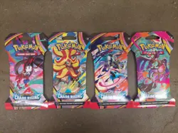 Pokemon Chaos Rising Sleeved Booster Pack Art Set 4 Packs - Image 1