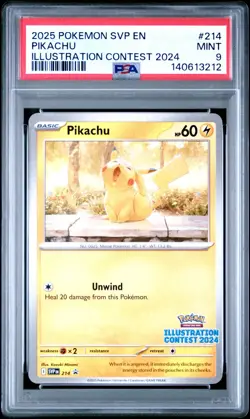 Pikachu 2025 Pokemon Illustration Contest 2024 Promo #214 PSA 9 - Image 1
