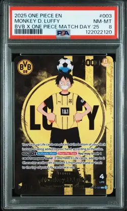 One Piece x BVB Borussia Dortmund Promo Card Monkey D Luffy PSA 8 US Custom Free - Image 1