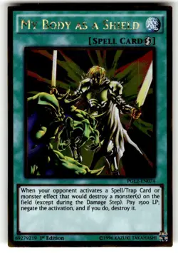 Yugioh My Body as a Shield 1st Edition Gold Ultra Rare PGL2-EN074 NM - Image 1