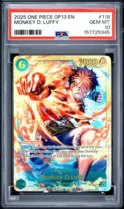 2025 ONE PIECE MONKEY.D.LUFFY - OP13-018 CARRYING ON HIS WILL PSA 10 - Image 1