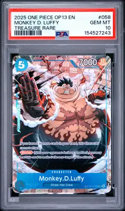 2025 ONE PIECE OP13-CARRYING ON HIS WILL TREASURE RARE MONKEY D. LUFFY PSA 10 - Image 1