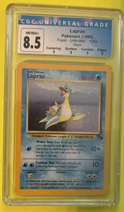 CGC 8.5 Lapras 1999 Fossil 10/62 Holo Pokemon Card - Image 1