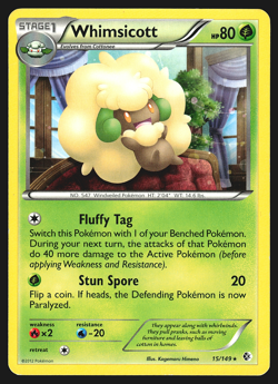 Whimsicott 15/149 Black & White Boundaries Crossed Pokemon Card LP - Image 1