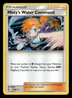 Misty's Water Command 63/68 Rare Hidden Fates Holo Pokemon NM - Image 1