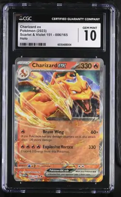 CGC GEM MINT 10 Charizard ex Scarlet & Violet 151 #006/165 Holo 2023 Pokemon - Image 1