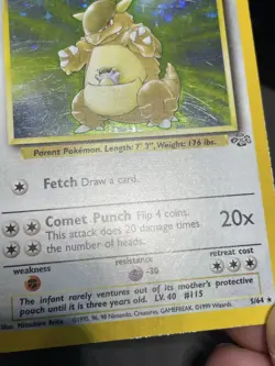 Kangaskhan Holo Rare Pokemon TCG Jungle 5/64 LP to MP no creases - Image 3