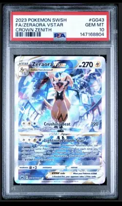 2023 POKEMON SWORD & SHIELD CROWN ZENITH #GG43 FULL ART/ZERAORA VSTAR PSA 10 - Image 1