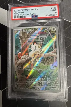 Pokemon Meowth Phantasmal Flames IR PSA 9 - Image 1