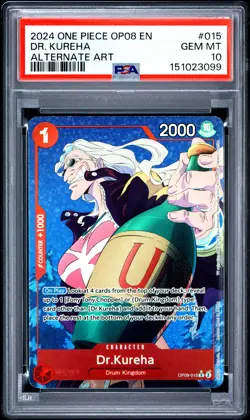 2024 ONE PIECE OP08-TWO LEGENDS ALTERNATE ART #015 DR. KUREHA PSA 10 - Image 1