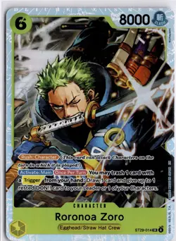 One Piece CCG Roronoa Zoro ST29-014 Alternate Art SR English Trading Card TCG - Image 3