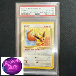 【PSA 10】Eevee Pokemon Card Japanese Black Star Jr Stamp Rally 2000 #11 - Image 1