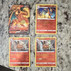 Pokemon TCG Charizard & Charizard V 4-Card Lot Pokemon GO Set - English - Image 1