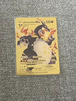 Pokemon Dracaufeu VMAX HP330 Gold Foil Fan Card SV107/SV122 🔥MINT - Image 1