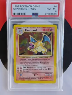 Charizard 4/102 Base Set Holo Pokemon Card WOTC TCG 1999 Vintage Graded PSA 8 - Image 4
