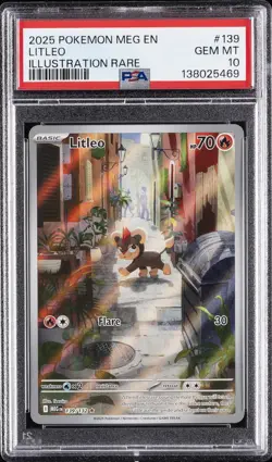 Pokemon TCG Litleo 139/132 ME01 Mega Evolution Illustration Rare Holo PSA 10 - Image 1