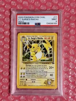 2000 Pokemon Gym Challenge Lt. Surge's Raichu Holo Rare 11/132 PSA 9 - Image 1