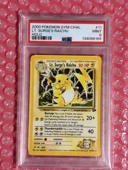 2000 Pokemon Gym Challenge Lt. Surge's Raichu Holo Rare 11/132 PSA 9 - Image 4