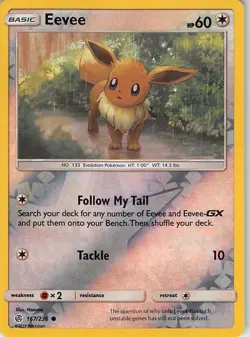 Eevee 167/236 Common Cosmic Eclipse Pokemon Reverse Holo Near Mint - Image 1