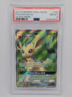 2019 Pokemon S&M Hidden Fates Leafeon GX #139 - PSA 8 NM-MT - US Seller - Image 1