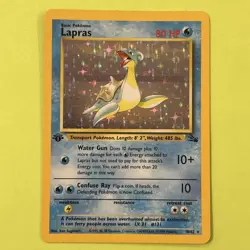 Pokemon TCG 1st Edition Rare Holo Lapras 10/62 Fossil Card WOTC 1999 - Image 1