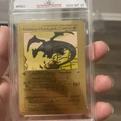 Pokemon Shining Charizard HP 100 Gold Foil Fan Art Card 107/105 1st Edition - Image 3