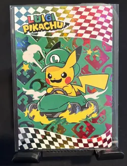 Rare Full Art Luigi Pikachu Pokemon Card Database Rainbow Foil Low Pop 🏎🌈🐢 - Image 1