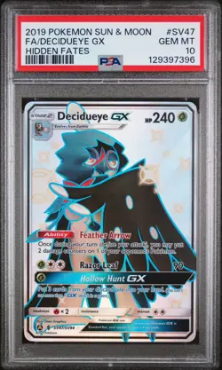 PSA 10 Decidueye GX SV47/SV94 Pokemon Hidden Fates Holo Graded Card - Image 1