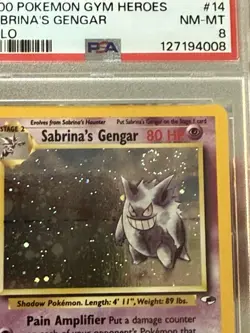 Pokemon 2000 Sabrina's Gengar Unlimited Holo Gym Heroes PSA 8 SWIRL!!! - Image 1