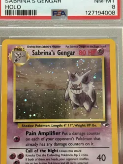 Pokemon 2000 Sabrina's Gengar Unlimited Holo Gym Heroes PSA 8 SWIRL!!! - Image 2