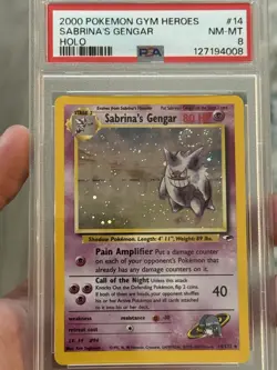 Pokemon 2000 Sabrina's Gengar Unlimited Holo Gym Heroes PSA 8 SWIRL!!! - Image 3