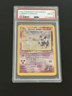 Pokemon 2000 Sabrina's Gengar Unlimited Holo Gym Heroes PSA 8 SWIRL!!! - Image 4
