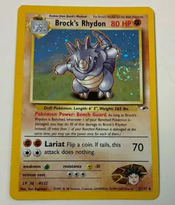 Pokemon TCG Brock’s Rhydon Holo 2/132 Gym Heroes WOTC Swirl - Image 1