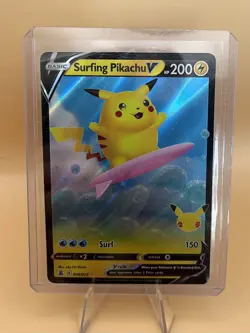 Pokemon TCG Surfing Pikachu V Celebrations 008/025 Holo Ultra Rare - Image 1
