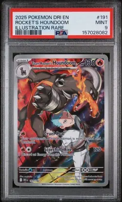 Pokemon Destined Rivals Team Rockets Houndoom 191/182 Illustration Rare PSA 9 - Image 1