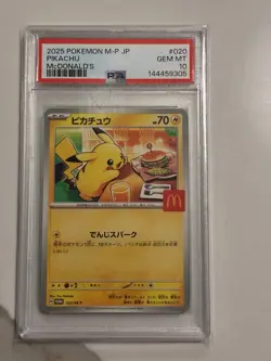 2025 POKEMON JPN M-P PROMO MCDONALD'S #020 PIKACHU PSA 10 GEM MINT BURGERCHU - Image 1