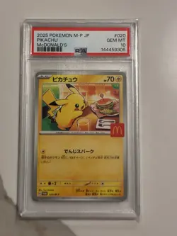 2025 POKEMON JPN M-P PROMO MCDONALD'S #020 PIKACHU PSA 10 GEM MINT BURGERCHU - Image 2