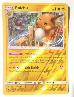 POKEMON CARD RAICHU 41/147 REVERSE HOLO CARD GOOD CONDITION 2017 - Image 1