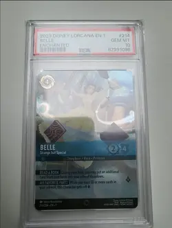 2023 Disney Lorcana EN 1 Enchanted #214 Belle Gem Mint PSA 10 1st EDITION - Image 1