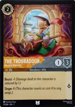 11/204 THE TROUBADOUR MUSICAL NARRATOR EN7 UNCOMMON DISNEY LORCANA CARD - Image 1