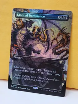 1x FOIL BORDERLESS ALT ART Kindred Dominance, NM, CMM, Magic: the Gathering, MtG - Image 1