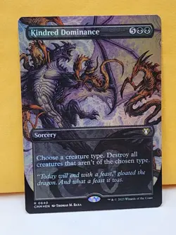1x FOIL BORDERLESS ALT ART Kindred Dominance, NM, CMM, Magic: the Gathering, MtG - Image 2