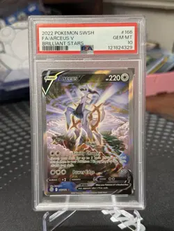 2022 POKEMON SWORD & SHIELD BRILLIANT STARS #166 FULL ART/ARCEUS V PSA 10 - Image 1