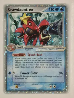Crawdaunt ex 99/110 Ultra Rare Holon Phantoms Pokemon Card LP - Image 1