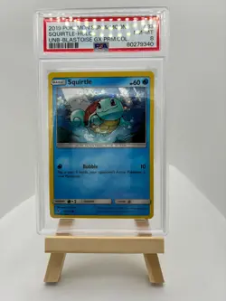 2019 POKEMON SUN & MOON UNBROKEN BONDS SQUIRTLE-HOLO #33 PSA 8 - Image 1