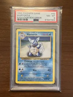 Pokemon Base Set Evolution Box Error Wartortle 42/102 PSA 8 - Image 1