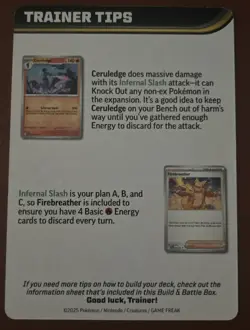 Pokemon TCG Phantasmal Flames Prerelease Trainer Tips Art Card Mega Charizard X - Image 2