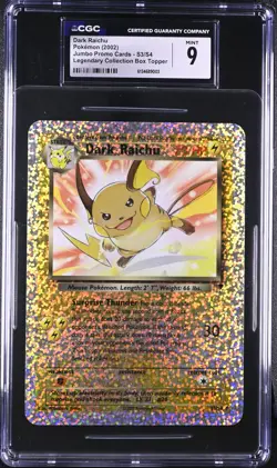 CGC 9 MINT Dark Raichu S3/S4 Jumbo Legendary Collection Box Topper Pokemon Card - Image 1