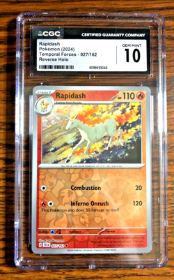 Rapidash Reverse Holo #027 - CGC GEM MINT 10 - SV Temporal Forces - Pokemon TCG - Image 1
